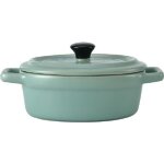 Mini cocotte ovale bleue / verte avec couvercle et poignes hobbycook