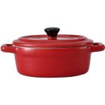 Mini cocotte ovale rouge avec couvercle et poignes hobbycook