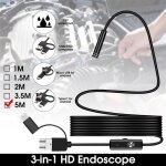 Mini endoscope usb cam�ra dinspection smartphone 3 en 1 2m