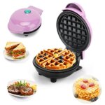 Mini gaufrier - classique - plaque de 10 cm - couleur rose - id�al pour les f�tes