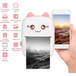 Mini imprimante photo pripage haute rsolution sans fil pour bluetooth tlphone portable de poche (rose) ...