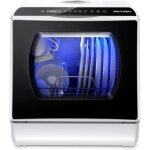 Mini lave - vaisselle - airmsen - 5 + 1 programmes - blanc et noir - nettoyage � 360� - �cran led