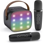 Mini machine karaok� avec 2 micros sans fil pour enfants / adultes enceinte bluetooth portable cadeau ...