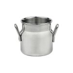 Mini pot en inox 7 cl 45x50 mm les poign�es sont soud�es. id�al pour la pr�sentation des sauces des sachets ...