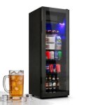 Mini r�frig�rateur 128 l noir avec porte vitr�e led bleue compresseur silencieux 43 db clayettes r�glables ...