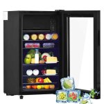 Mini r�frig�rateur 76 l avec cong�lateur 6 l led porte vitr�e 51 canettes silencieux 43 db noir