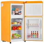 Mini rfrigrateur rtro - langtu - 60 l - jaune - classe nergtique f - 2 portes