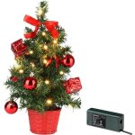 Casaria mini sapin de nol artificiel 36cm guirlande lumineuse 10 led blanc - chaud minuteur 6h / 18h ...