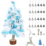 Mini sapin de nol artificiel pr - clair 61 cm avec plumes bleues et boule de nol mini sapin de nol ...