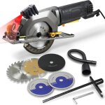 Mini scie circulaire 115 mm 600 w avec pointeur laser - moteur sans balais coupe le m�tal / bois comprend ...