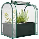 Mini serre de jardin - outsunny - sac de plantation inclus - porte enroulable - acier et plastique - ...