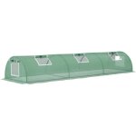 Mini serre de jardin serre  tomates dim. 300l x 80l x 45h cm acier pe 5 fentres zippes enroulables ...