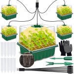 Mini serre pour plantes - vetobiol - lot de 5 - lumi�re spectre complet - bac semis avec couvercle