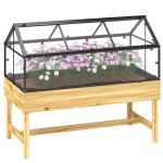 Mini serre sur pieds - outsunny - 120l x 60l x 103h cm - double toit ouvrable - panneaux de polycarbonate ...