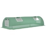 Mini serre tunnel de jardin - outsunny - 4 portes en filet enroulables - acier pe haute densit� 140 g ...
