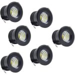 Mini spots encastrables led - mhy� - lot de 6 - noirs - 3 w - blanc chaud - 38 mm diam�tre ext�rieur
