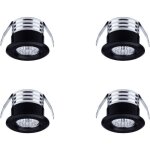 Mini spots led encastrables - pzcc - lot de 4 - 3 w - blanc chaud - noir - angle 20 - 30� - ip22 - 3000 ...