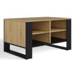 Mini - table basse rectangulaire industrielle - 90x58x50 - table basse avec deux �tag�res