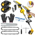 Mini tron�onneuse - 6 pouces - 2 batteries 21v 1500mah - 550w - perche r�tractable 30cm - 180cm