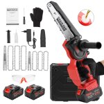 Mini tron�onneuse �lectrique 6&8 2en1 avec moteur sans balais 2�4000mah 6 cha�nes portable pour jardin ...