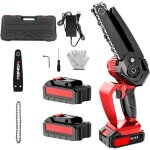 Mini tron�onneuse �lectrique 6 pouces sans fil avec 2 batteries 21v pour la coupe du bois l�lagage le ...