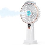 Mini ventilateur portable 2400mah bureau brumisateur 5 vitesses fan rechargeable usb avec base affichage ...