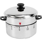 Minuteur de cuisine - m�canique - acier inoxydable - 60 minutes - design en forme de pot - son clair