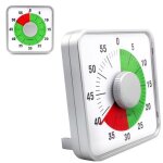 Minuteur geant mecanique carre 60 minutes fishtec grand format zone color�e alarme sonore sans piles ...