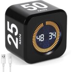 Minuteur rotatif pomodoro usb - c rechargeable options 5 / 10 / 25 / 50 min + personnalis� mode muet ...