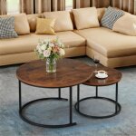 Mipan. lot de 2 tables basses gigognes - rondes table dappoint - pour salonsalle � mangerchambre balcon ...