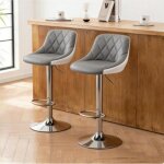 Mipan. lot de 2 tabouret de bar - chaise de bar en pu - avec repose - pieds - r�glable en hauteur + pivotant ...