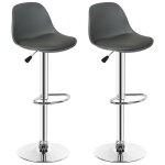 Mipan. lot de 2 tabourets de bar gris - tabouret de bar pu de cuisine - r�glable en hauteur(83 - 103cm) ...