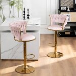 Mipan. lot de 2 tabouret bar rose - chaise haute bar avec pieds - r�glable 88 - 100cm - avec dossier ...