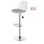 Mipan. 4pcs tabouret de bar (blanc + gris) - r�glable et pivotant - pour bistro fran�aiscomptoir de caf�salle ...