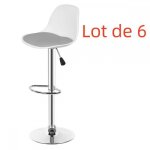 Mipan. lot de 6 tabourets de bar (blanc + gris) - tabouret de bar pu de cuisine - r�glable en hauteur(83 ...