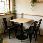 Mipan lot table bois + 4 chaises dossier amovible style vintage pour salon cuisine et jardin table a ...