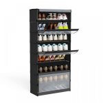 Mipan. meubles a chaussures de couloir - 64 x 30 x 139cm - meuble chaussure noir - meuble � chaussures ...