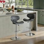 Mipan. tabouret de bar avec dossier - tabouret de bar en pu - reglable en hauteur(85 - 105 cm) - gris ...