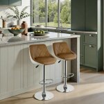 Mipan. tabouret de bar en pu - lot de 2 - chaise de bar pivotants avec dossier + r�glable?86 - 104cm) ...
