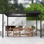 Mirador pergola bioclimatique 80s 3x4m lames orientables pour terrasse ext�rieur et cours acier anthracite ...