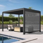 Mirador store d�roulant 3m compatible 111da pergola structure aluminium et textilene anthracite
