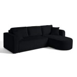 Miro - canap� dangle r�versible - 4 places - convertible avec coffre - en velours textur� - gris anthracite ...