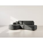 Miro - canap� dangle gauche 4 places convertible avec coffre en velours textur� - gris anthracite