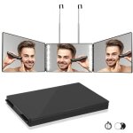 Miroir 360� coiffure homme femme led 3 faces avec crochets portable pliable hauteur r�glable pour coiffure ...