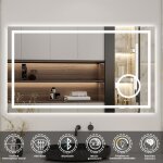 Miroir 80x60cm tactile + bluetooth + 3x loupe + 3 couleurs + gradation infinie + anti - bue salle de ...