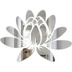 Miroir autocollant - lotus - 25x18cm - acrylique - argent - dcoration murale