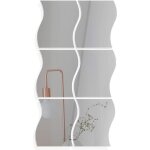 Miroir autocollant mural6pcs argent� miroir murale adhesif forme en vagues diy decal miroir de style ...