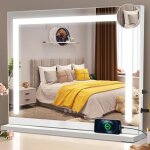 Miroir de coiffeuse - nettlife - 70x55 cm - led � intensit� r�glable - grossissement x5 - port usb