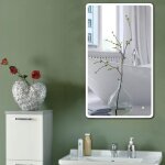 Miroir coin arrondis lumineux lcd de salle de bain 22w 6400k + / - 300k blanc froid - 120x70 cm 4mm