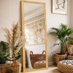 Miroir corps entier 160x50 cm en bois massif - miroir hd sans distorsion support r�glable pour chambre ...